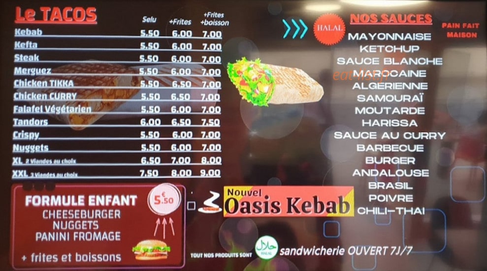 Nouvel Oasis Kebab — carte page 3