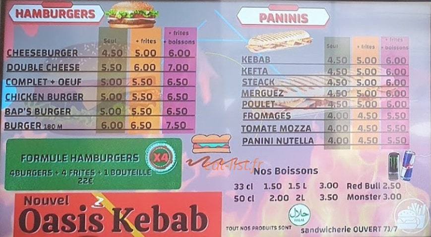 Nouvel Oasis Kebab — carte page 2