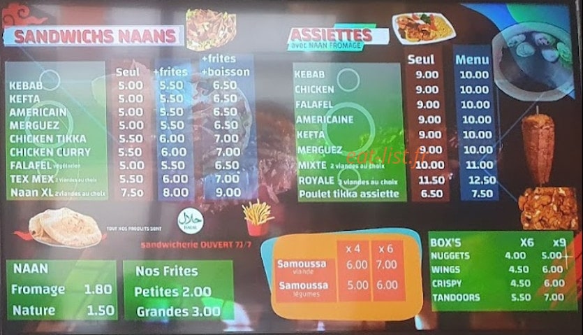 Nouvel Oasis Kebab — carte page 1