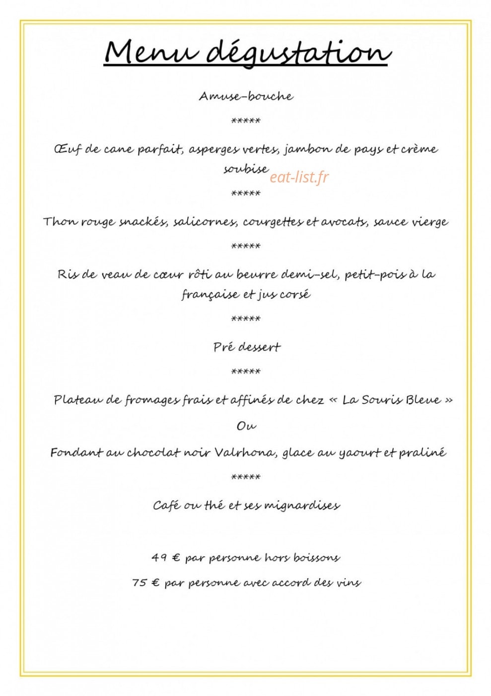 Restaurant L' Ambroisie — carte page 4