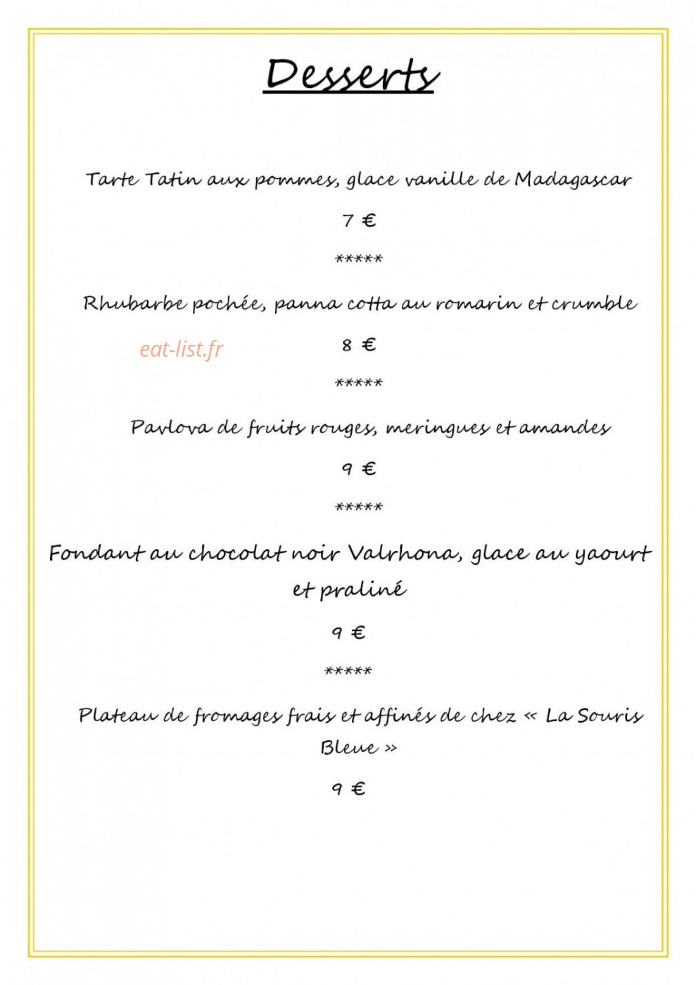 Restaurant L' Ambroisie — carte page 3