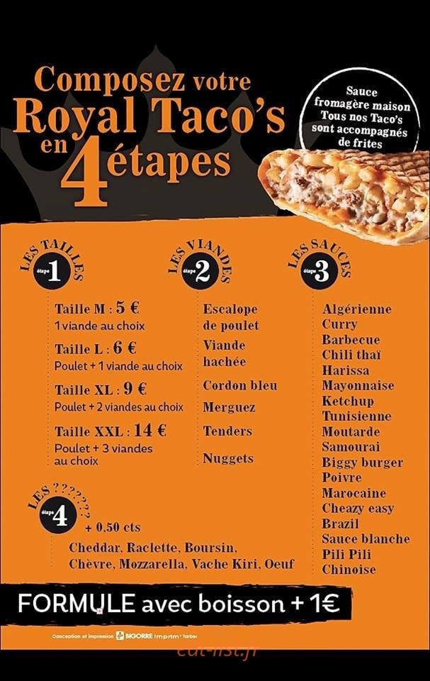 Royal Taco's — carte page 1
