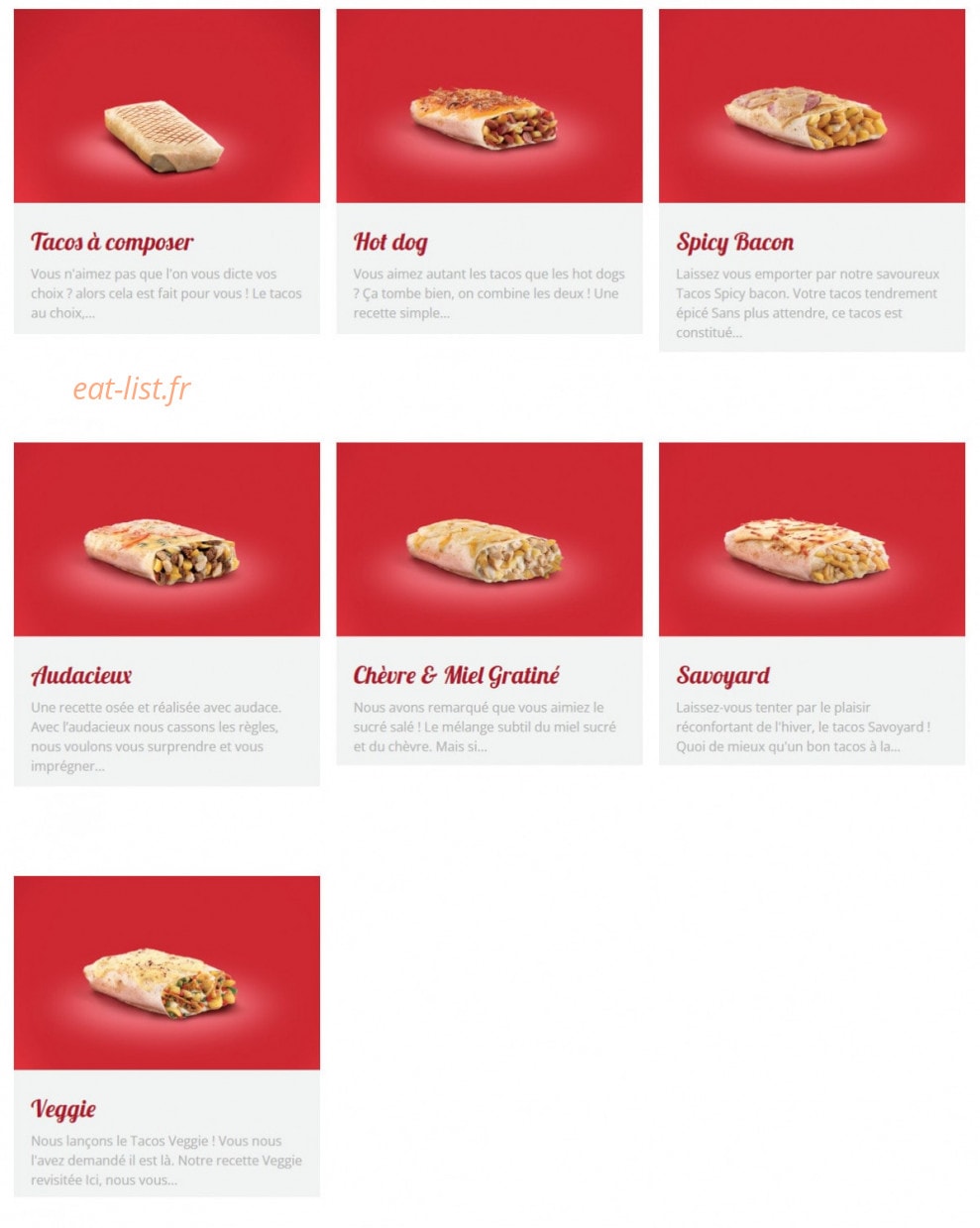 Tacos Avenue — carte page 1
