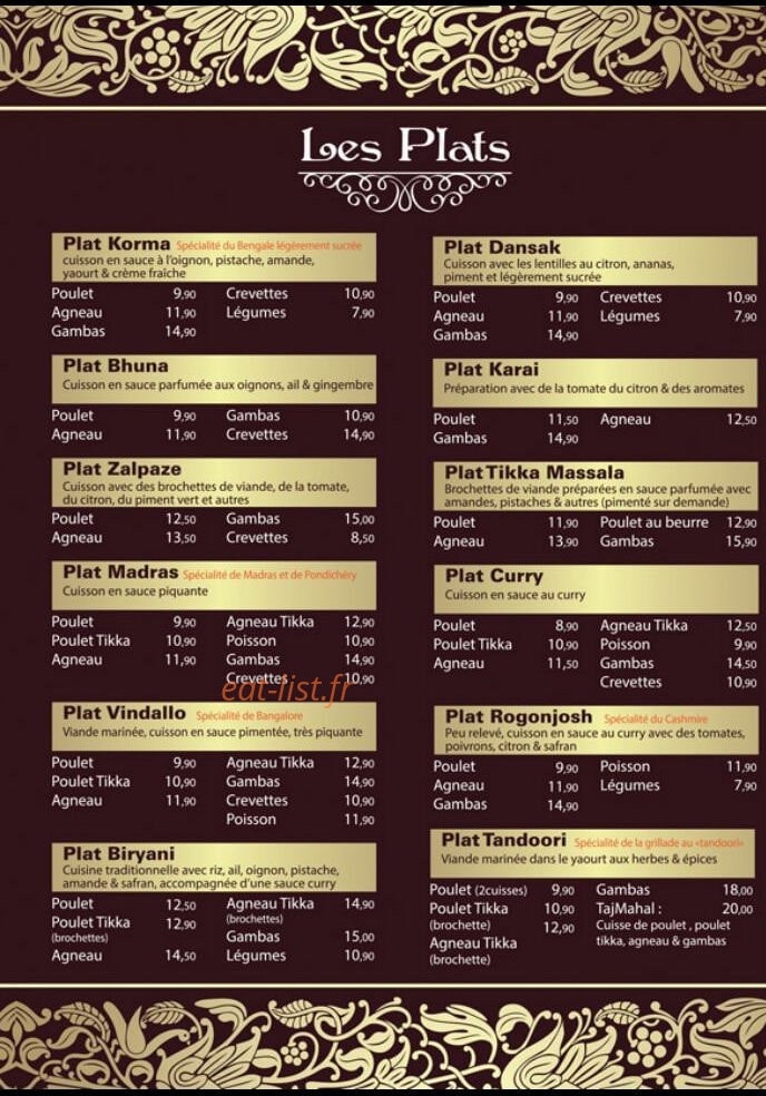 Taj Mahal Tarbes — carte page 3