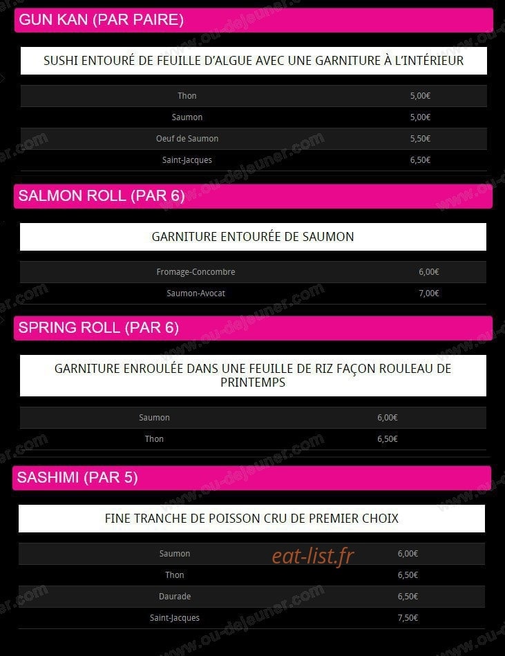 Very Sushi'c — carte page 3
