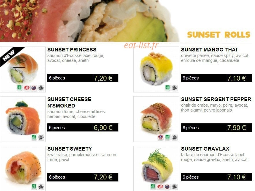 You Sushi — carte page 1