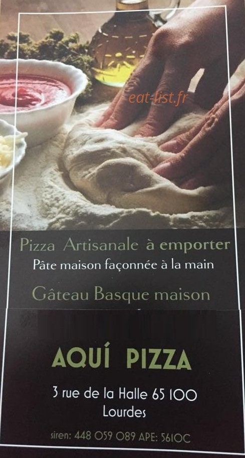 Aquí Pizza — carte page 1