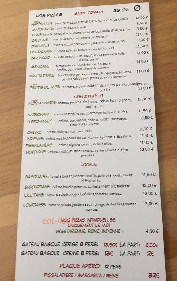 Aquí Pizza — carte page 2