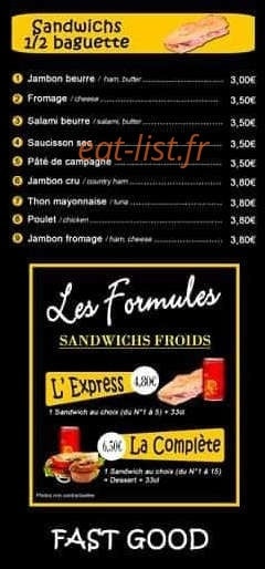 Au Pain Lourdais — carte page 1