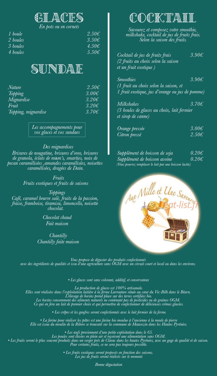 Aux mille et une saveurs — carte page 2