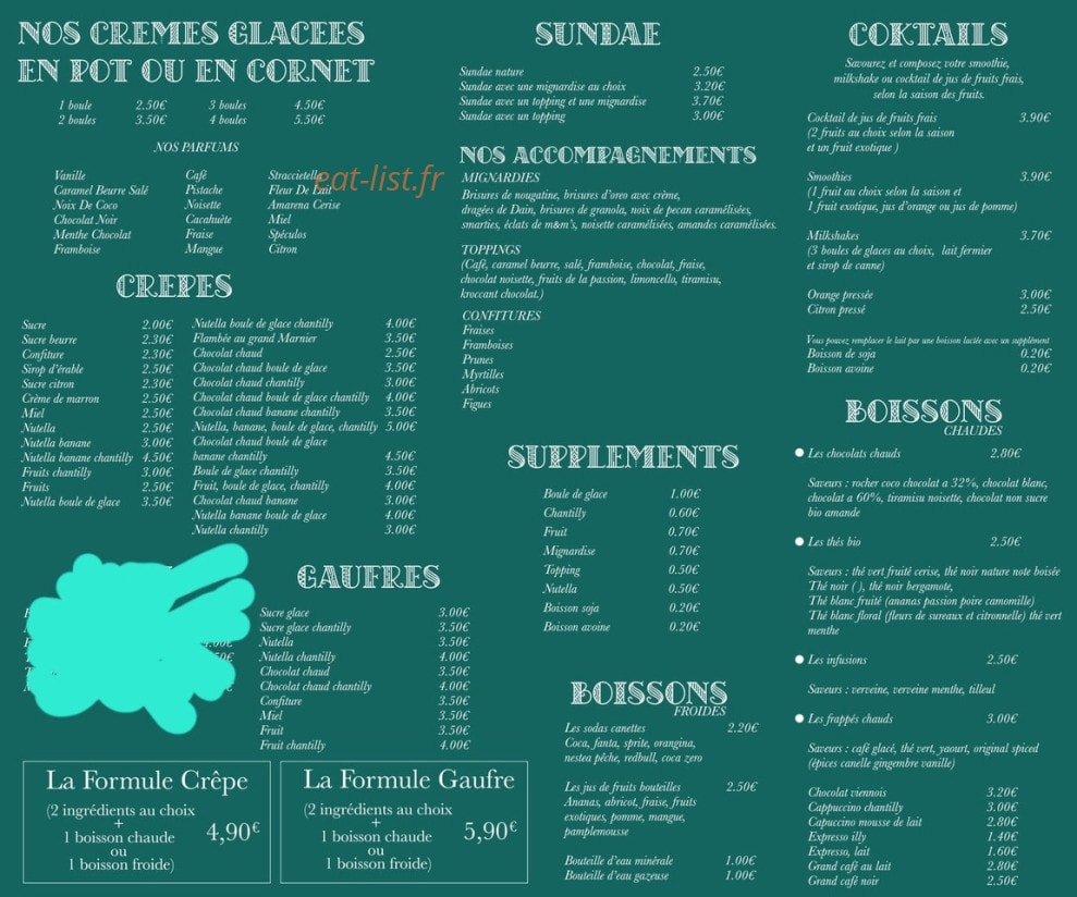 Aux mille et une saveurs — carte page 1