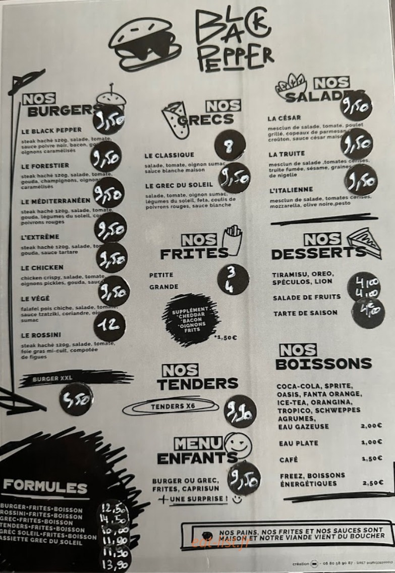 Black Pepper — carte page 1