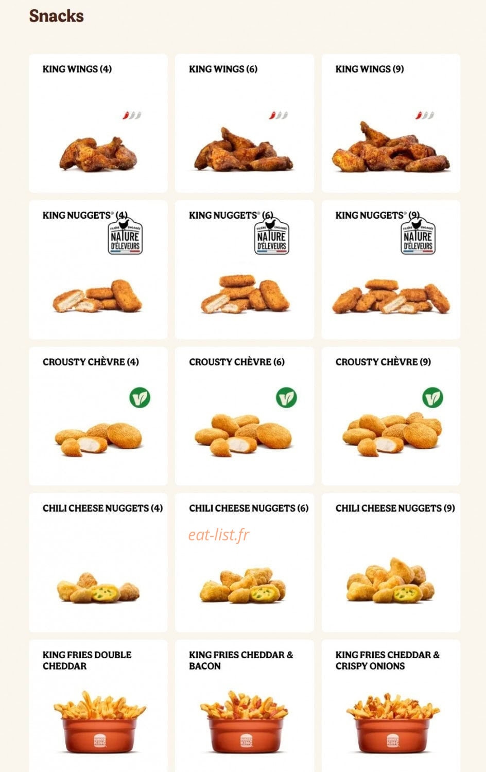 Burger King — carte page 10