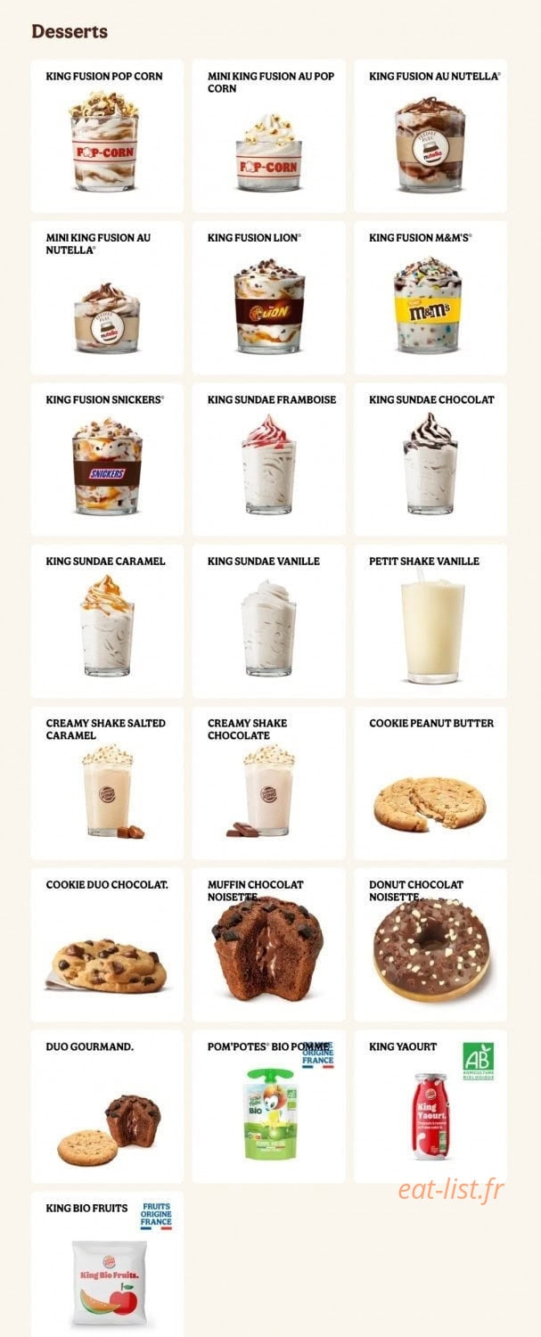 Burger King — carte page 15