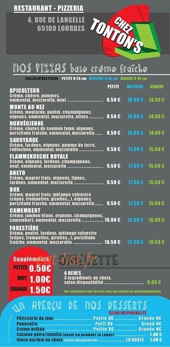 Chez Tonton's — carte page 2