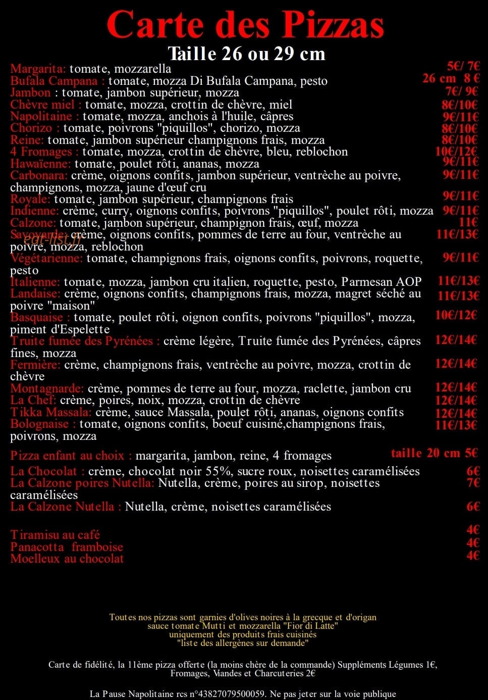 La Pause Napolitaine — carte page 1