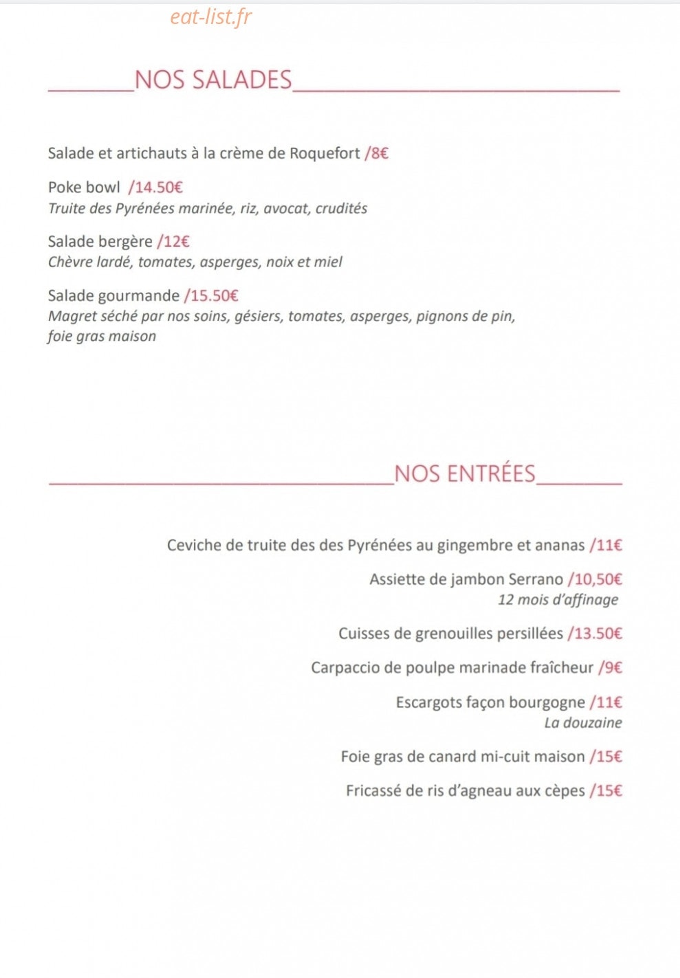 Le Palacio — carte page 2