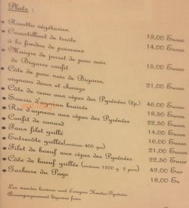 Brasserie de Bigorre — carte page 1