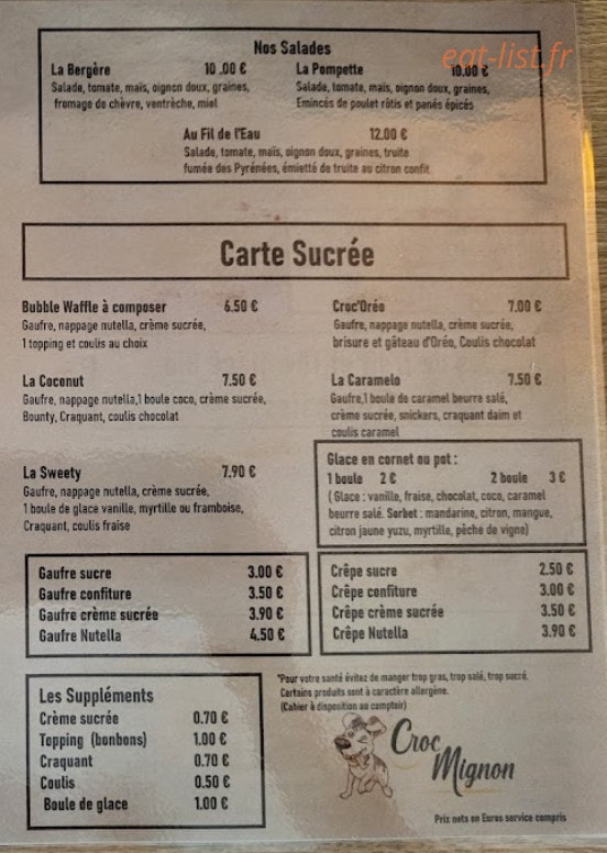 Croc Mignon — carte page 2