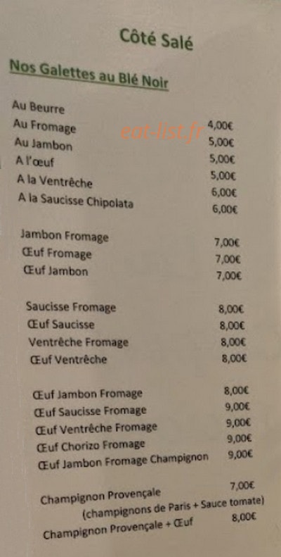 La Crêperie Basque — carte page 2