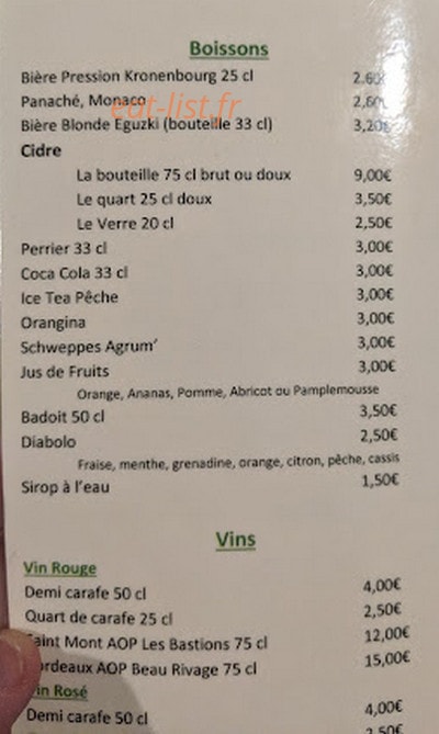 La Crêperie Basque — carte page 4