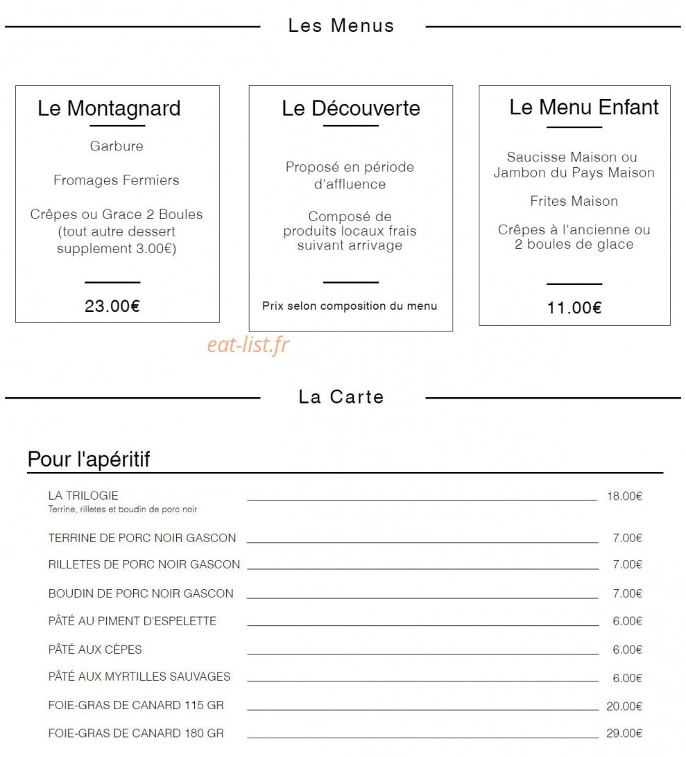 La Ferme Basque et les Mijotés de Léon — carte page 1