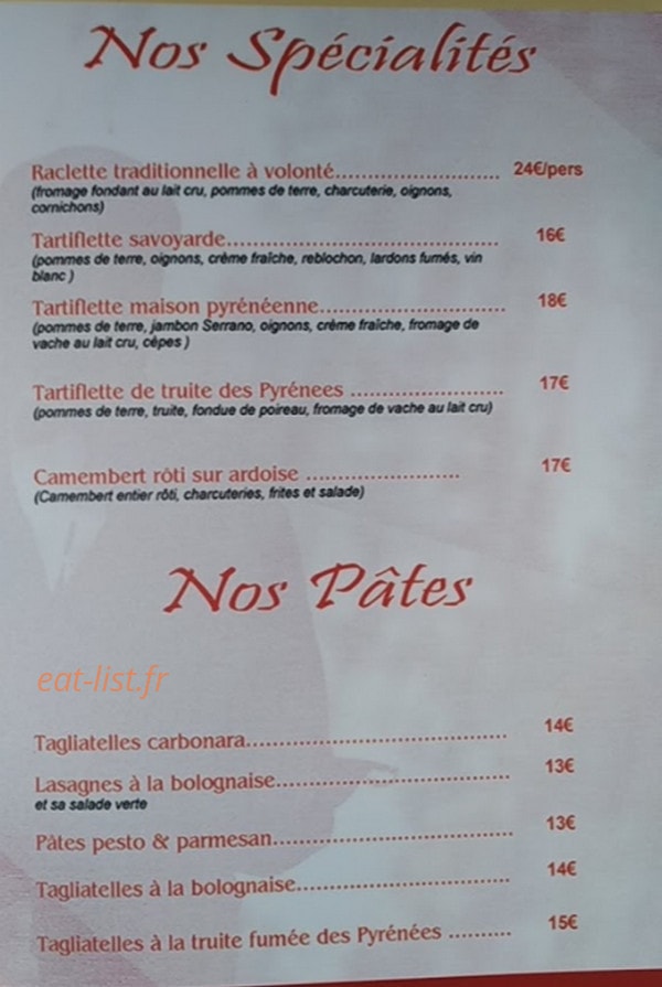 Le Bistrot du Boulevard — carte page 2