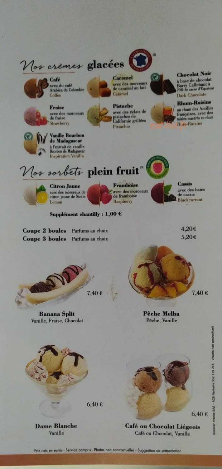 La Chaumière — carte page 1