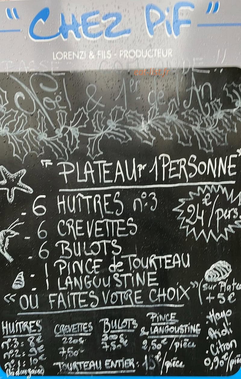 Carte et menu de Chez Pif à Luz Saint Sauveur — L'ardoise