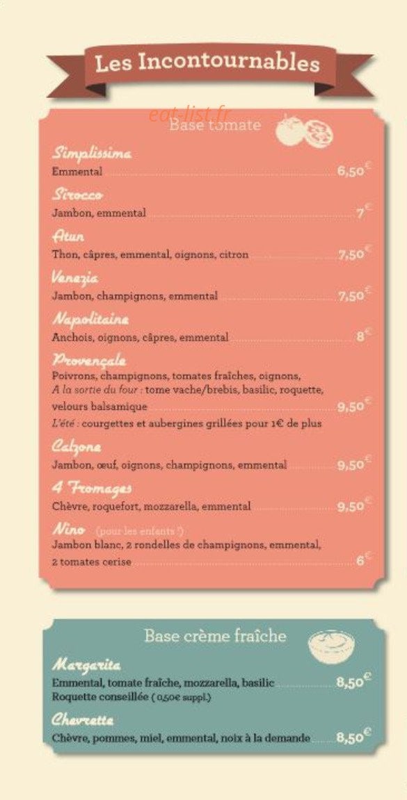 La Pizz'ariane — carte page 1