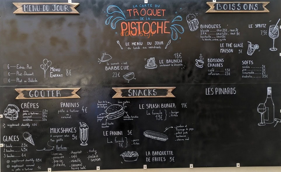 Carte et menu de Le Troquet de la Pistoche à Luz Saint Sauveur — La carte