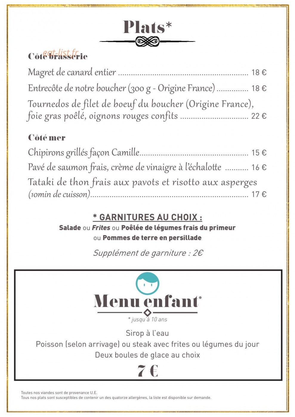 Restaurant du Casino de Capvern — carte page 2