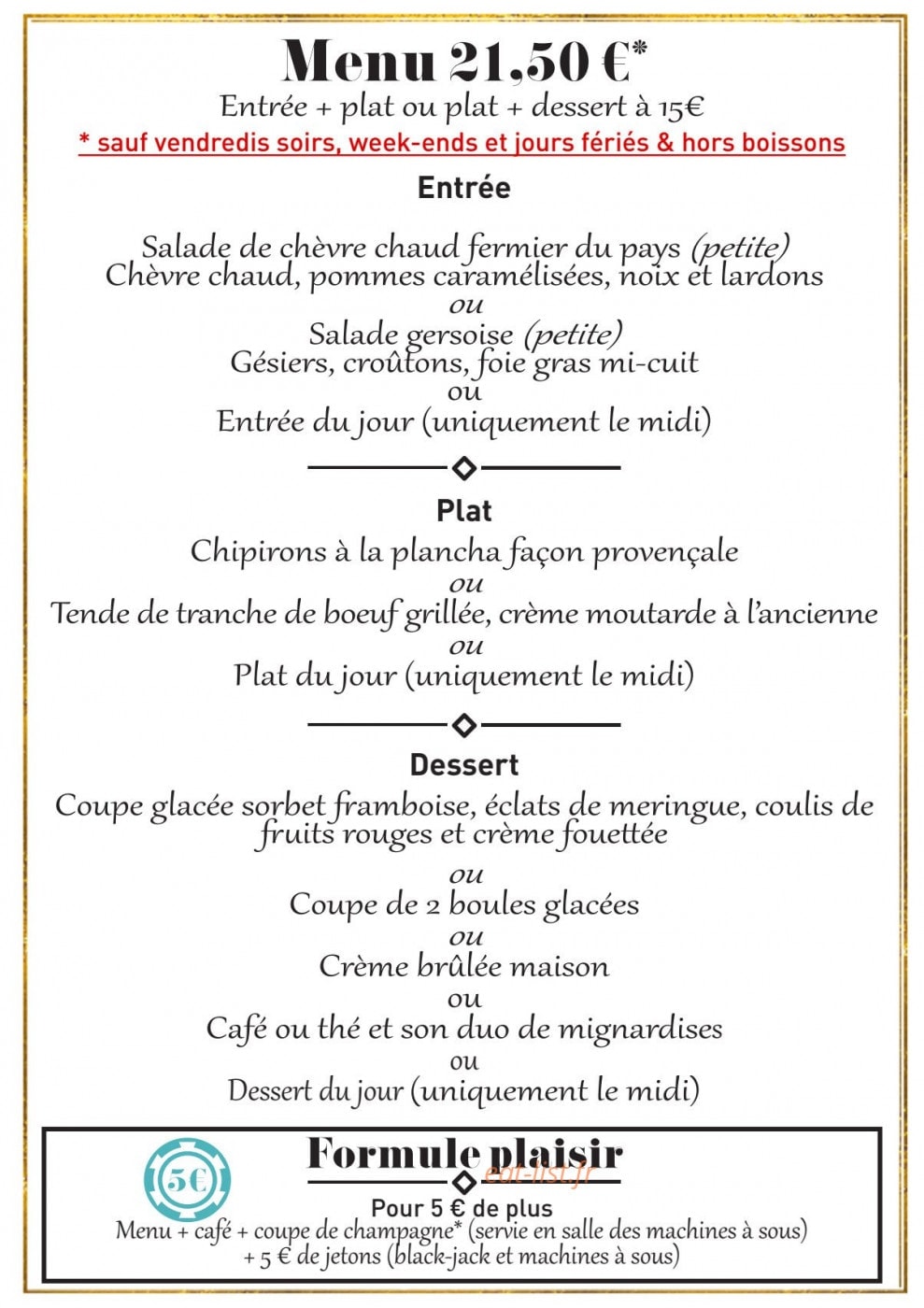 Restaurant du Casino de Capvern — carte page 4