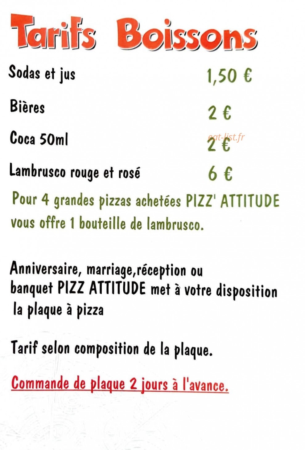 Pizz'Attitude — carte page 4