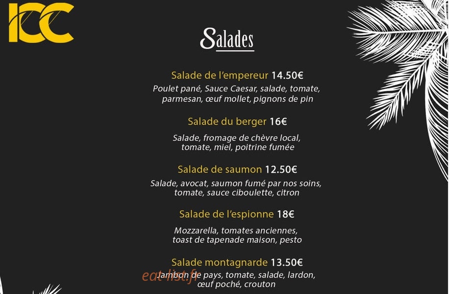 Izard Café Central — carte page 1