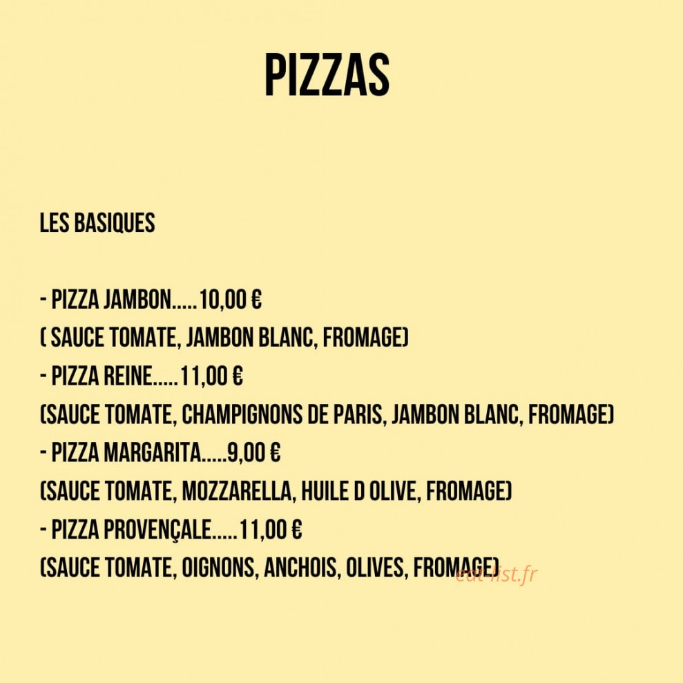 Pizza Pic — carte page 1
