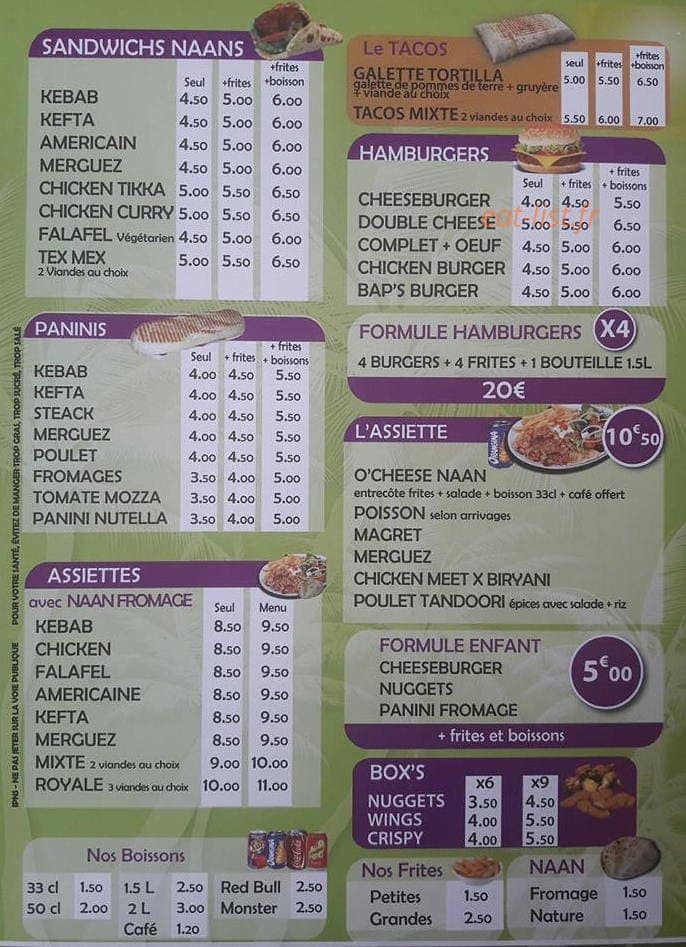 L' Oasis — carte page 1