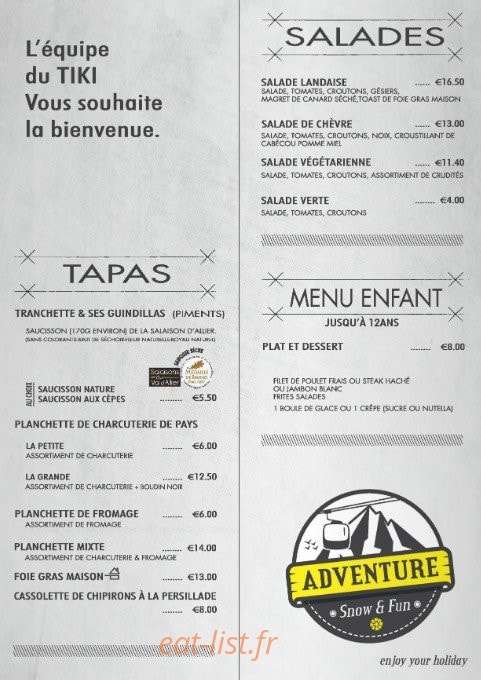 Le Tiki des Cimes — carte page 3
