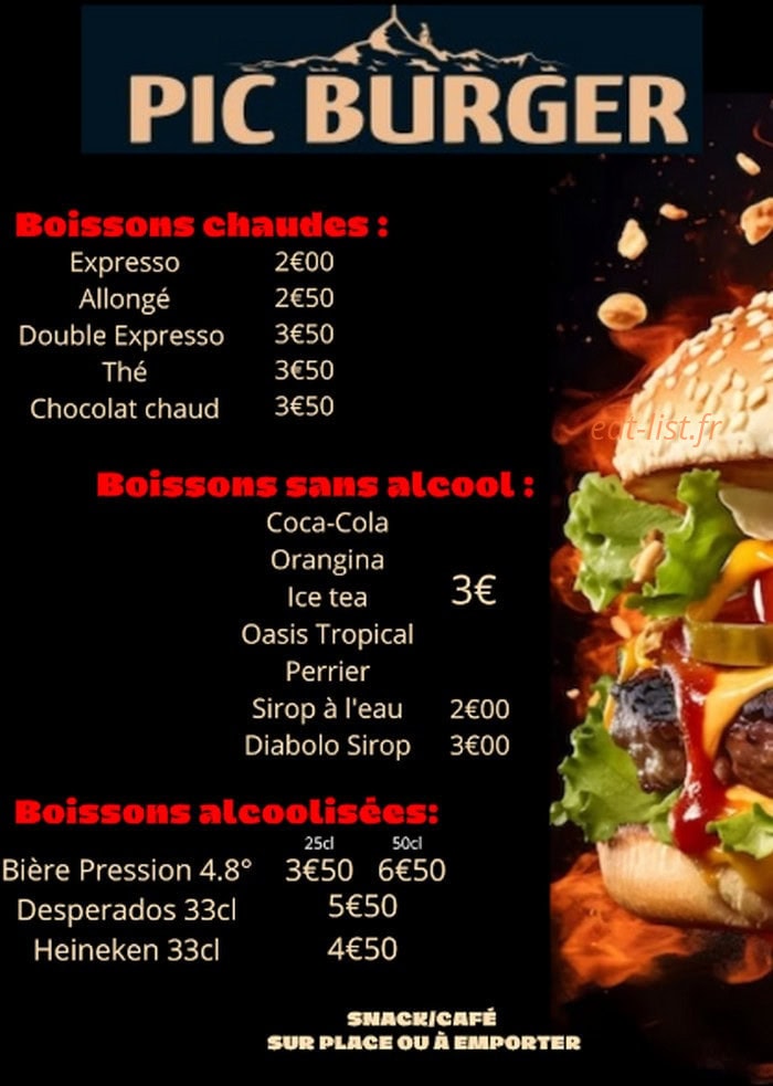 Pic Burger — carte page 2