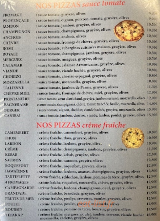 Pizza Romi — carte page 1