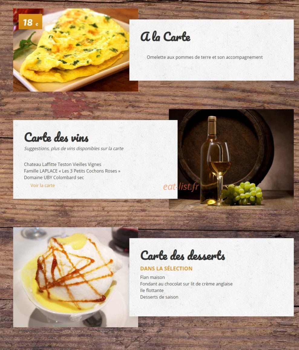 La Ferme Auberge du Lac — carte page 3