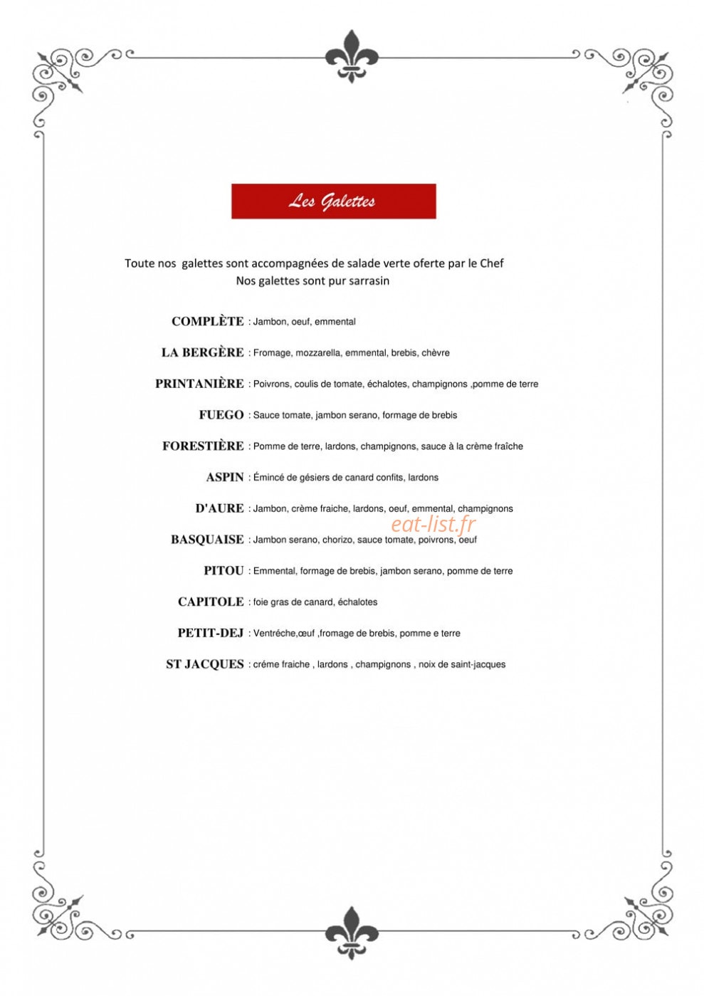 La Crêpe d'Aure — carte page 4