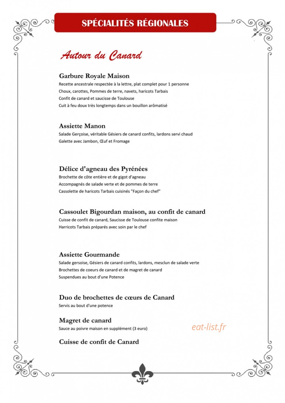 La Crêpe d'Aure — carte page 2