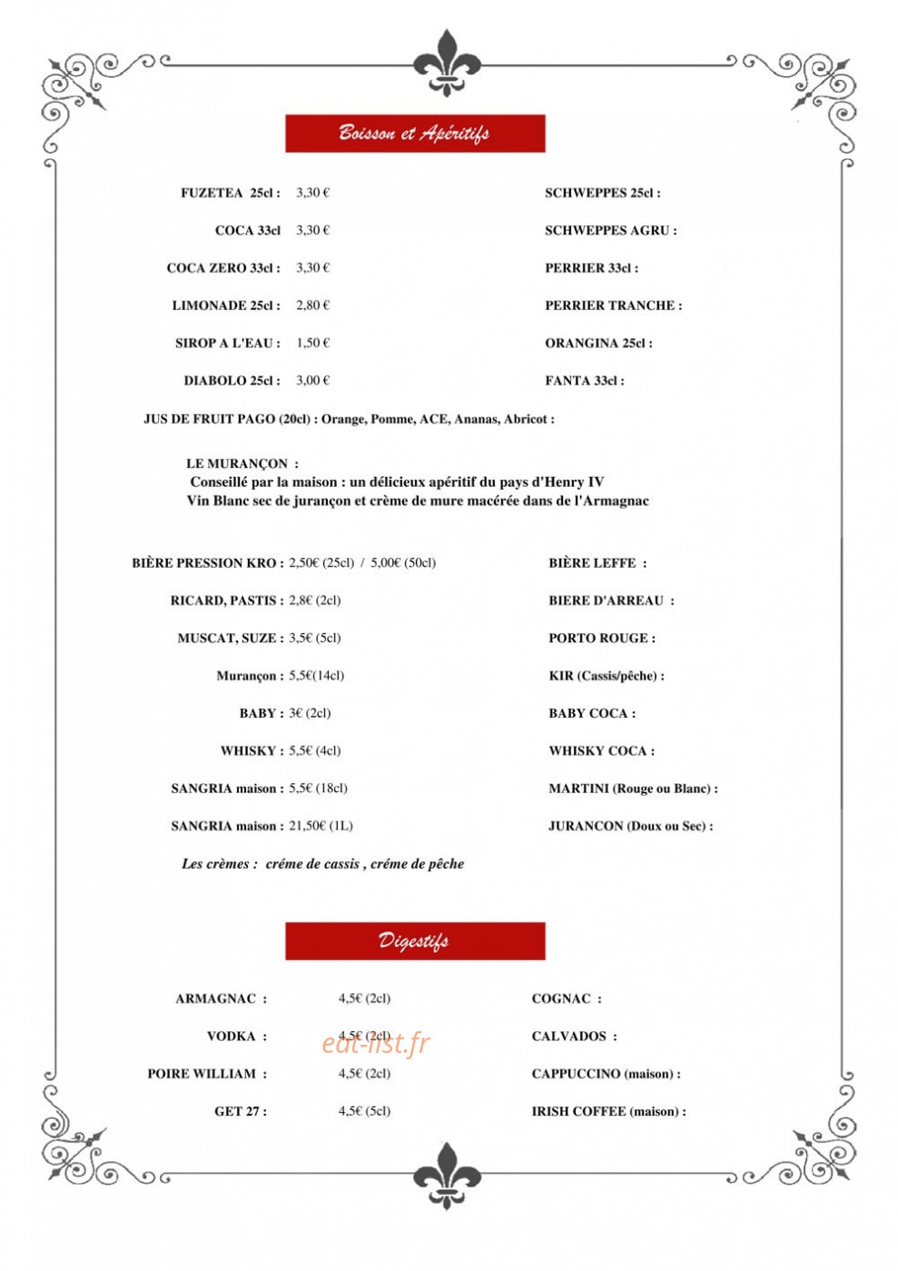La Crêpe d'Aure — carte page 5