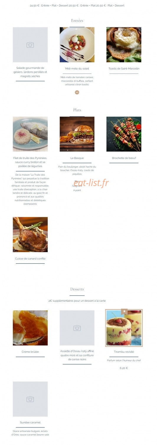 La Terrasse Gourmande — carte page 6