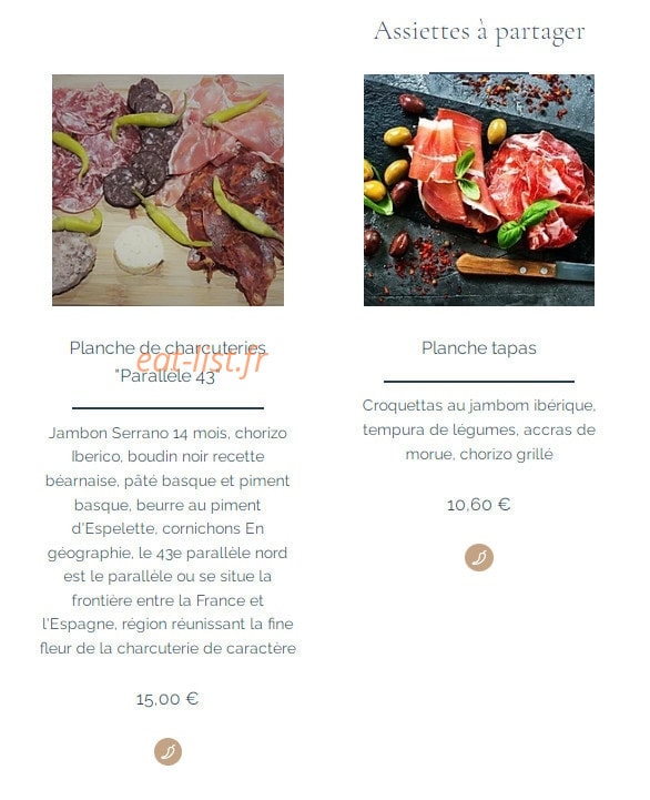 La Terrasse Gourmande — carte page 1