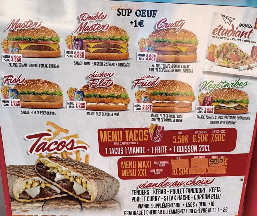 Izmir foods — carte page 1