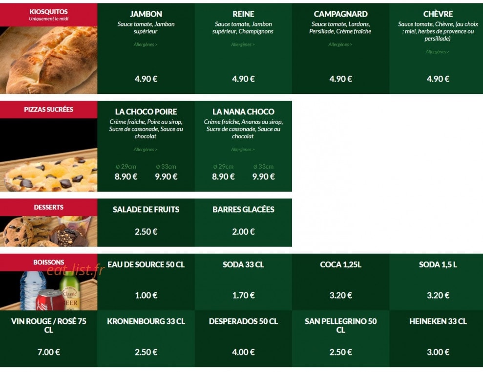 Le Kiosque à Pizzas — carte page 4