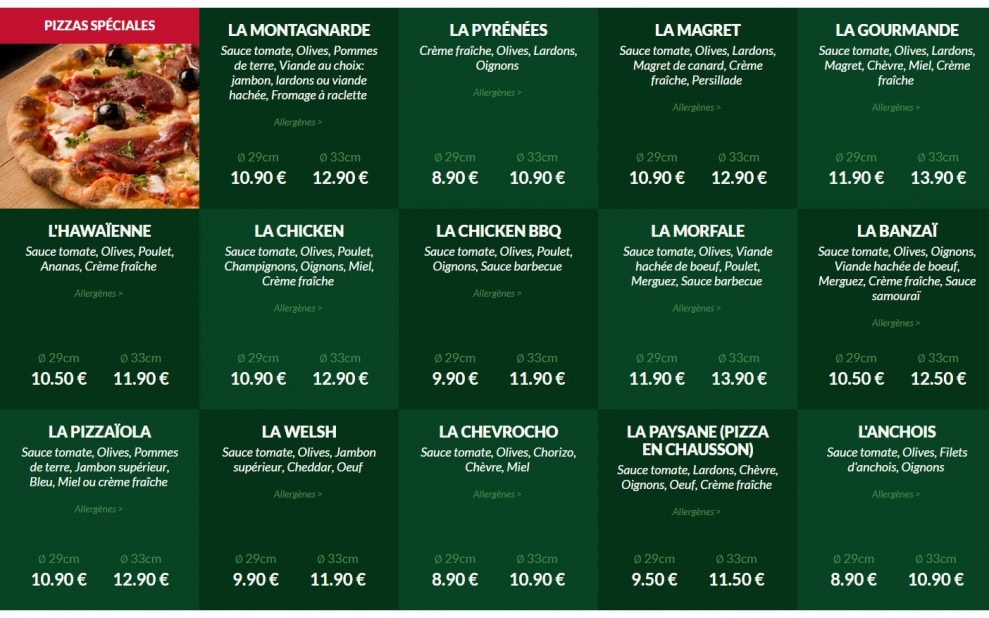 Le Kiosque à Pizzas — carte page 3