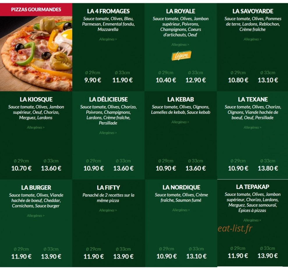 Le Kiosque à Pizzas — carte page 2